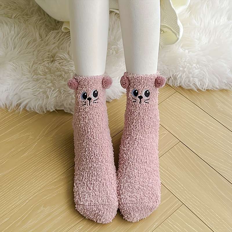 1Pairs Sock Cat Dark Pink Pair  One Size