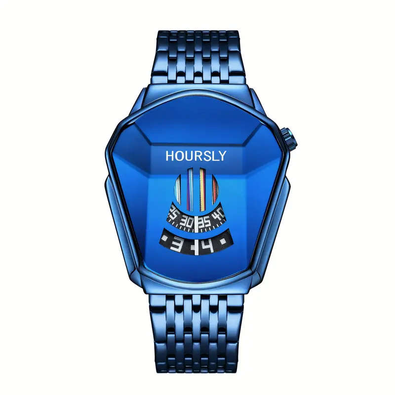 Simple Gold Snake Head Quartz Watch Royal Blue Steel Belt