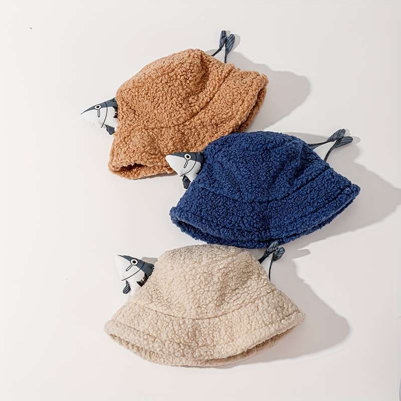 1pc Unisex Fisherman Bucket Hat 100% Polyester Plush Street Style Warm Breathable Outdoor Tr