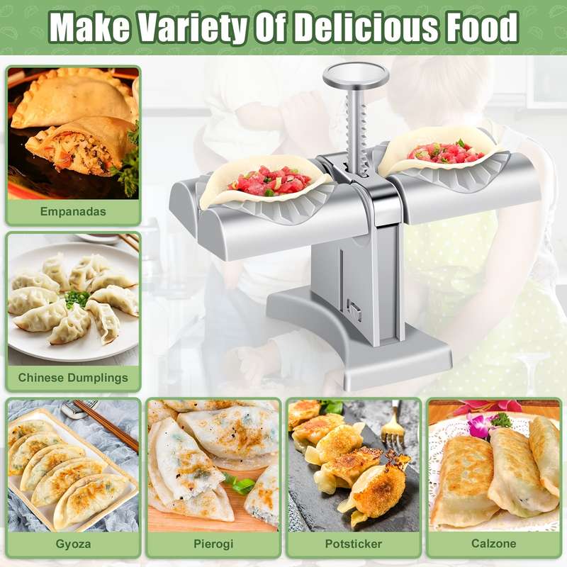1pc Herobaby Automatic Double Head Dumpling Maker With Stuffing Scoop 2 Noodle Cutters And 8.
