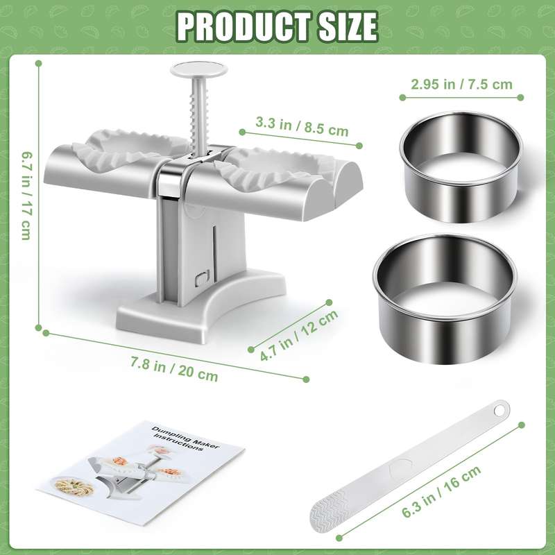 1pc Herobaby Automatic Double Head Dumpling Maker With Stuffing Scoop 2 Noodle Cutters And 8.