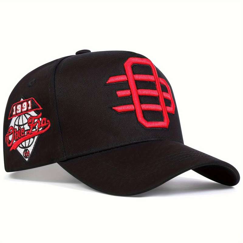1pc Trendy OE Embroidery Baseball Cap Lightweight Adjustable Dad Hats Color Block Breathable Sun Ha