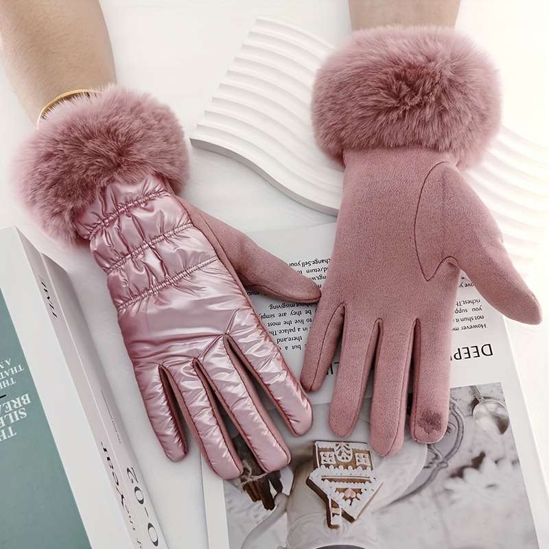1 Pair Khaki Warm Gloves