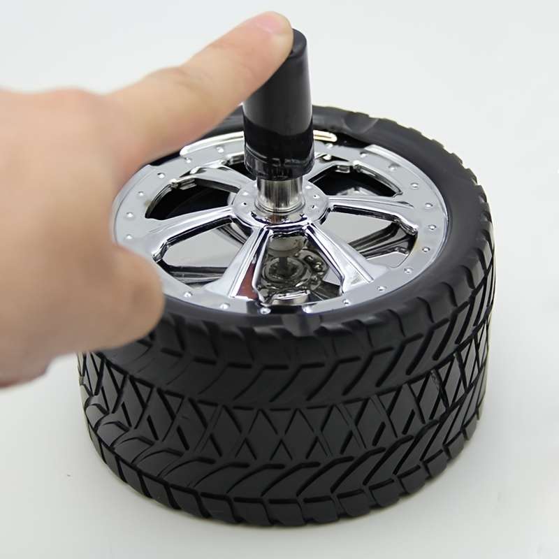 1pc Outdoor Cigarette Ashtray With Swivel Lid Tire Style Ashtray Windproof Swivel Smokeless Ashtray