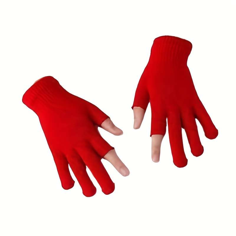 1 Pair Bright Red Warm Gloves