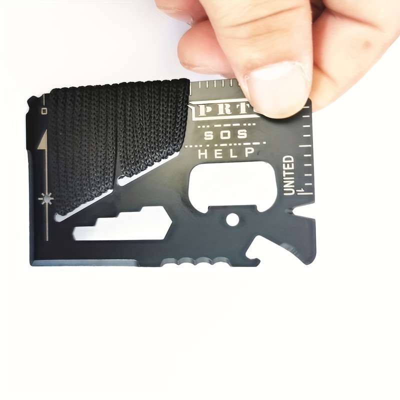 1pc 14in1 Portable Stainless Steel Multi-Function Knife Card Outdoor Camping Rope Bindi