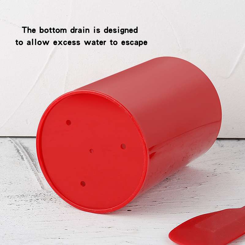 Kitchen Utensil Organizer Red and Black Polypropylene Storage Cylinder for Dishware Spoons