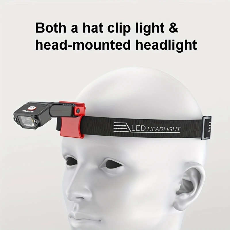 1pc of Smiling Shark 2-IN-1 LED Flashlight And Headlight, an Ultra-Bright Mini Hands-Free LED Clip-O