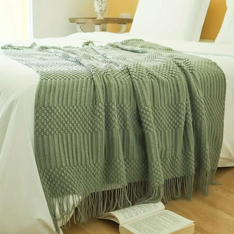 1ps Blanket Color Sage Green size 152.4x203.2cm
