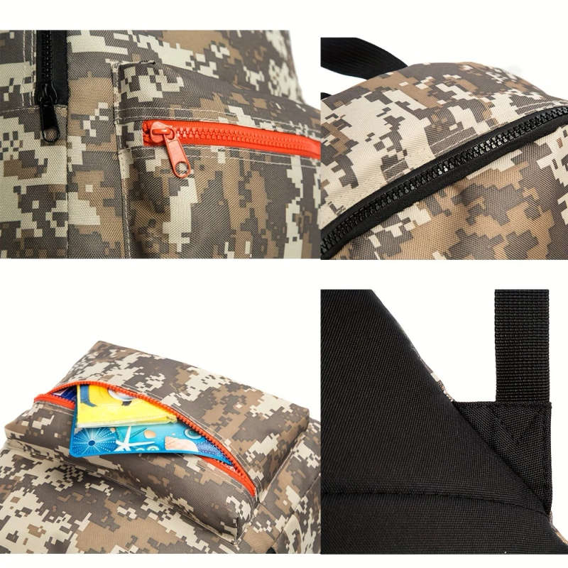 1pc Stylish Camouflage Youngsters' Backpack Lightweight Durable Polyester with Adjustable Straps Zip