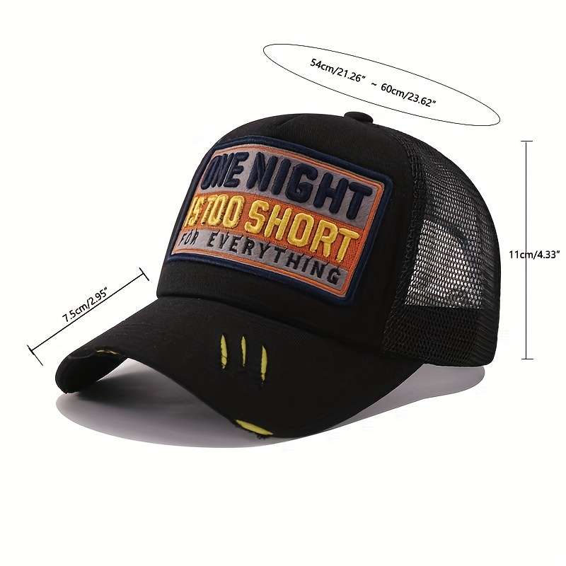 1pc Trendy Embroidery Patch Baseball Cap Classic Color Block Mesh Trucker Hat Breathable Adjustable