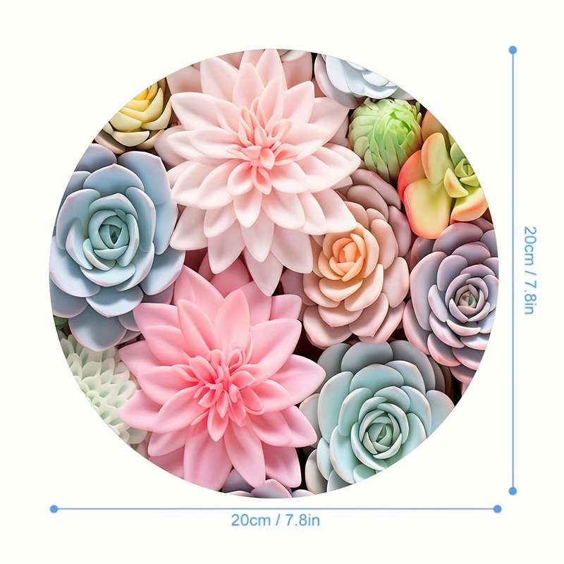 1pc Cute Succulent Plants Round Mouse Pad Cool Design For Women And Man Round Mousep