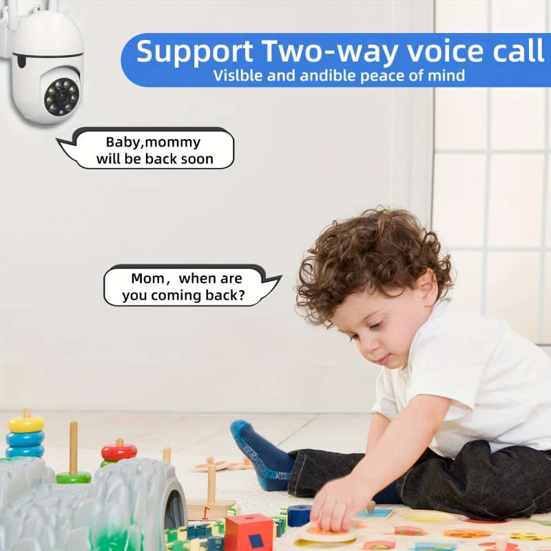 1pc 1080P HD Smart Home Security Camera with Full-Color Night Vision Two-Way Audio PTZ Motion Tracki