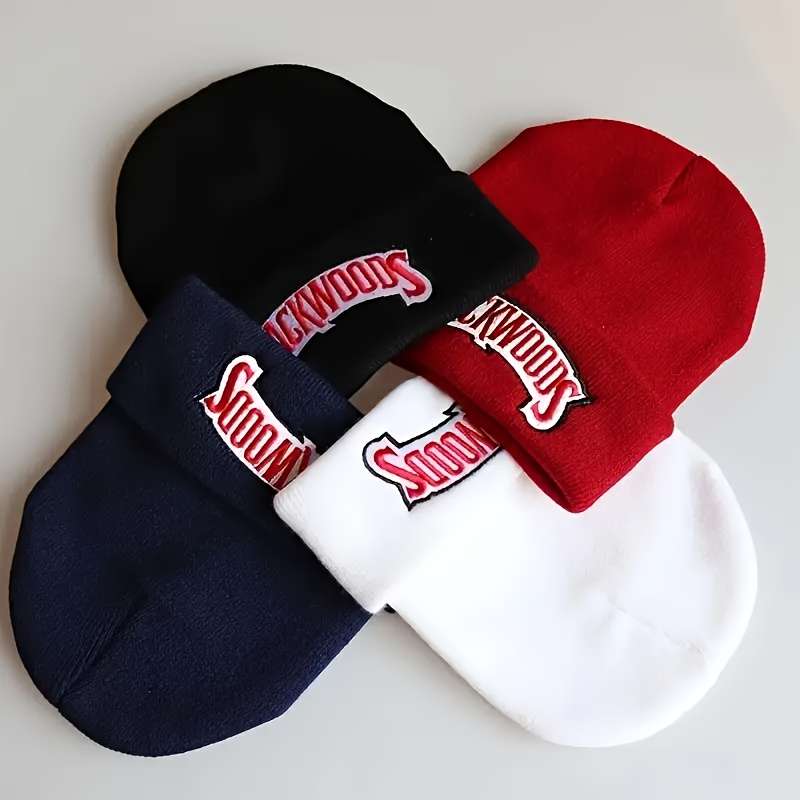 1pc 1pc Autumn And Winter Unisex Backwoods Embroidery Hip Hop Knitted Hat Elastic Foldable Trend
