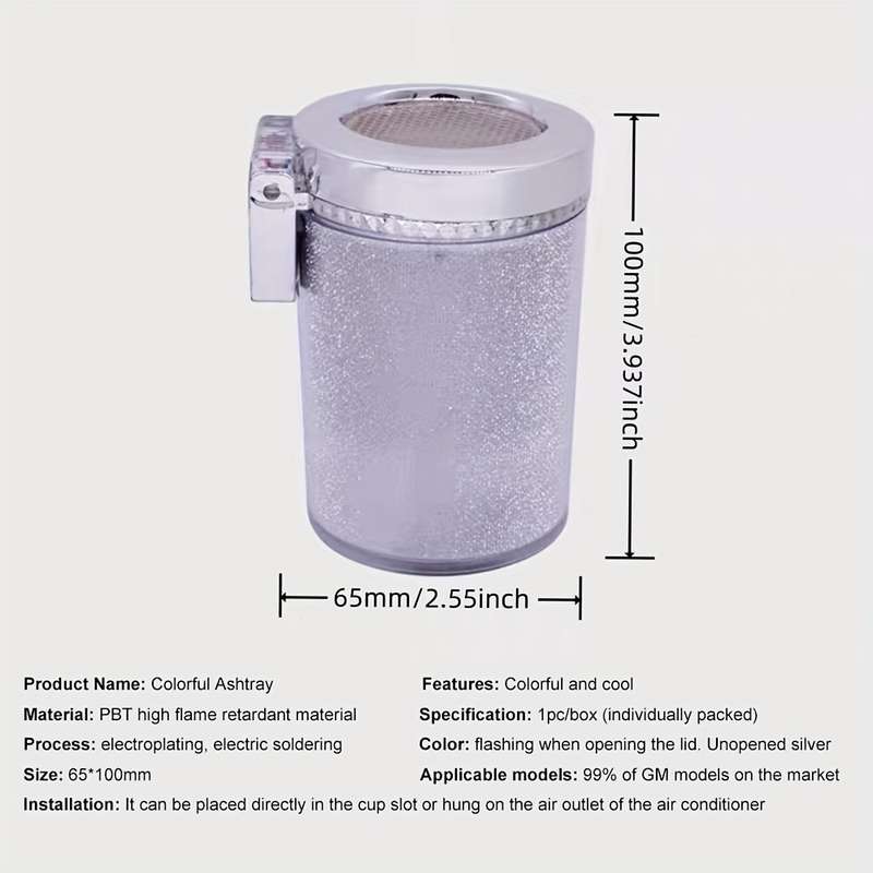 1pc Small Car Caravan Auto Ashtray With LED Light Mini Car Trash Can Portable Lid For Car Cup