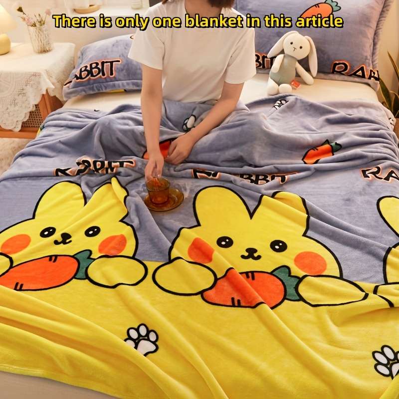 1ps Blanket Color Little Rabbit Yellow size 70cmx100cm