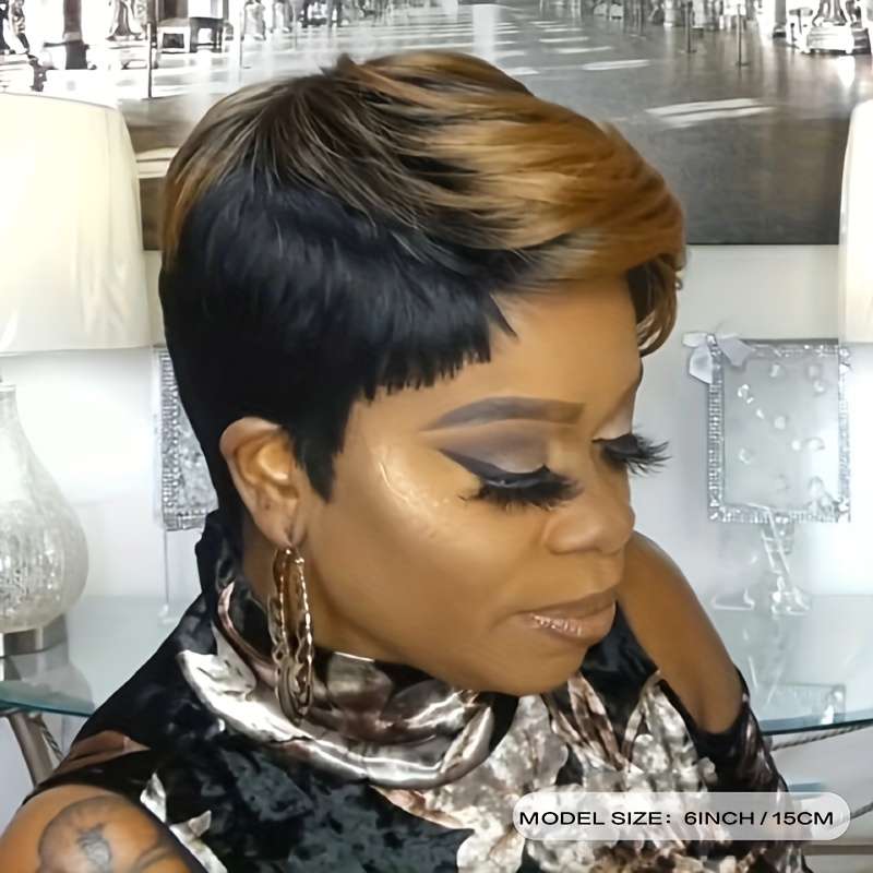 1Pc Black 15.24cm Fashion Design Wig