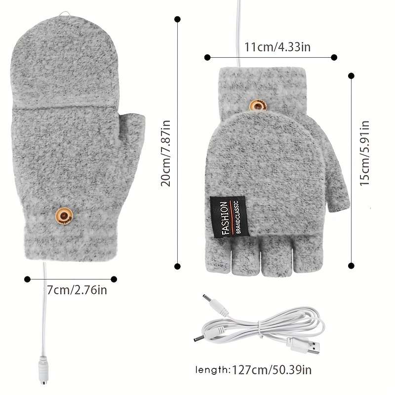 1 Pair Grey Warm Gloves