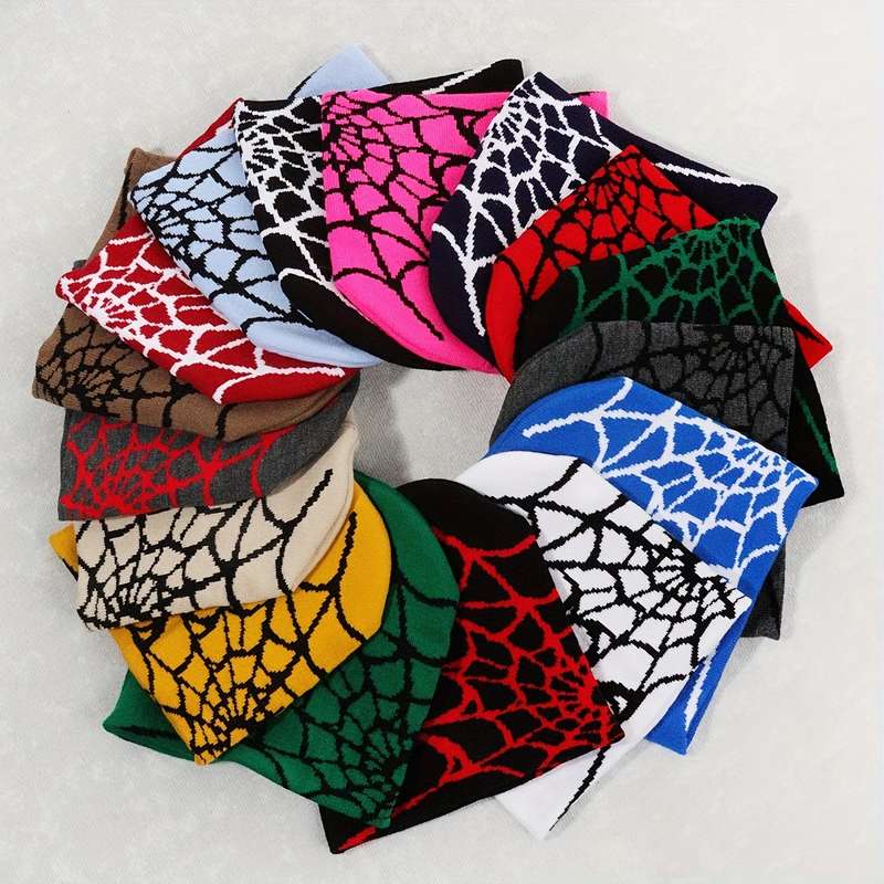 1pc Spider Web Knitted Beanie Hat Soft Lightweight Elastic and Warm Unisex Fashion Hat for Hal