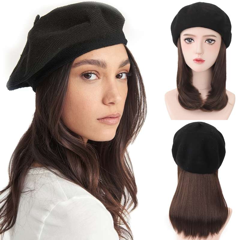 1Pc Black 45.72cm Fashion Design Wig