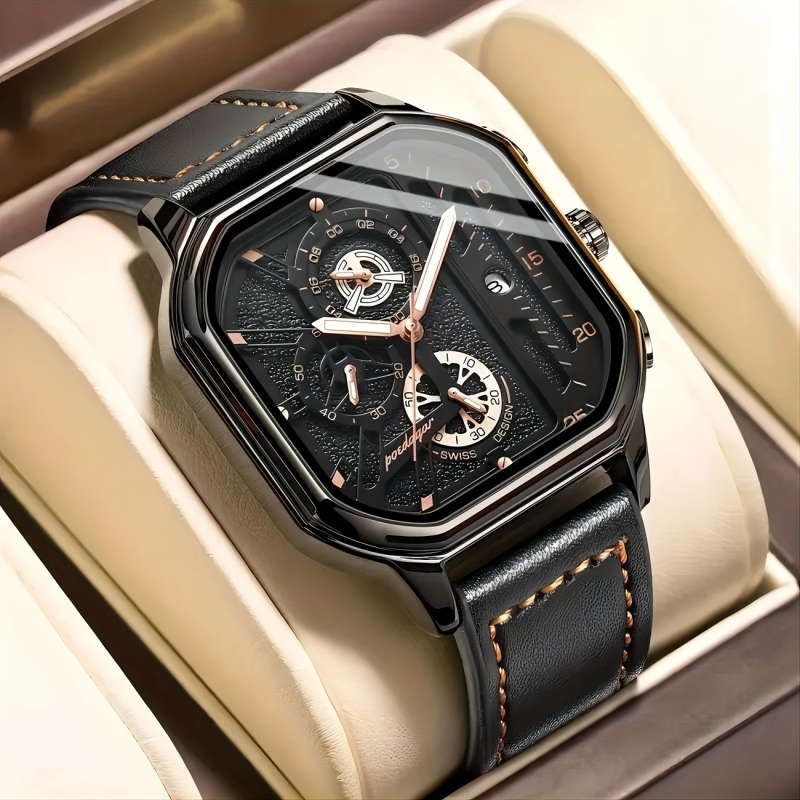 1pc Black Technology Watch Men's Advanced Sense New Concept Trend Sports Ideal Choice For Gifts