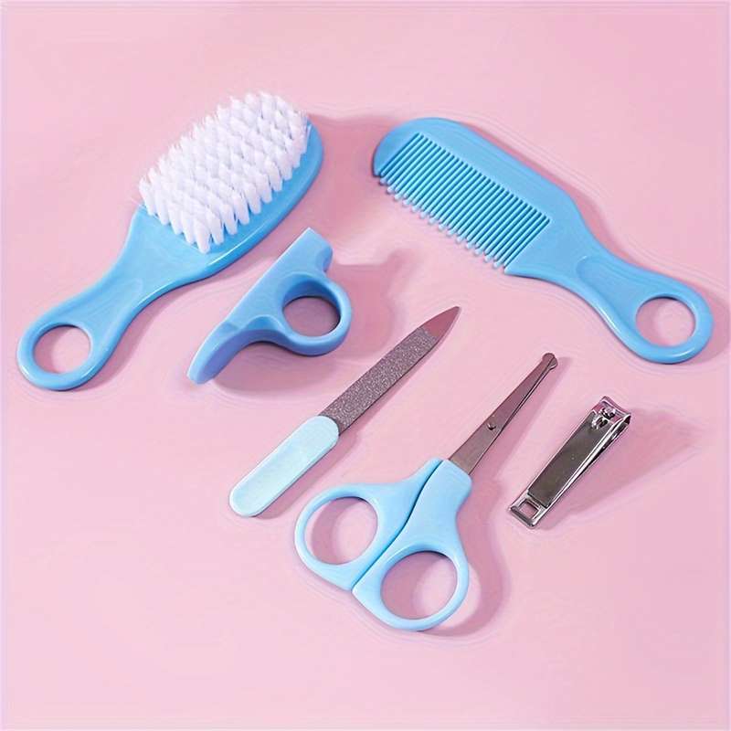 6pcs/set Comb Brush Nail Clipper Scissors Set Manicure Pedicure Tool Set