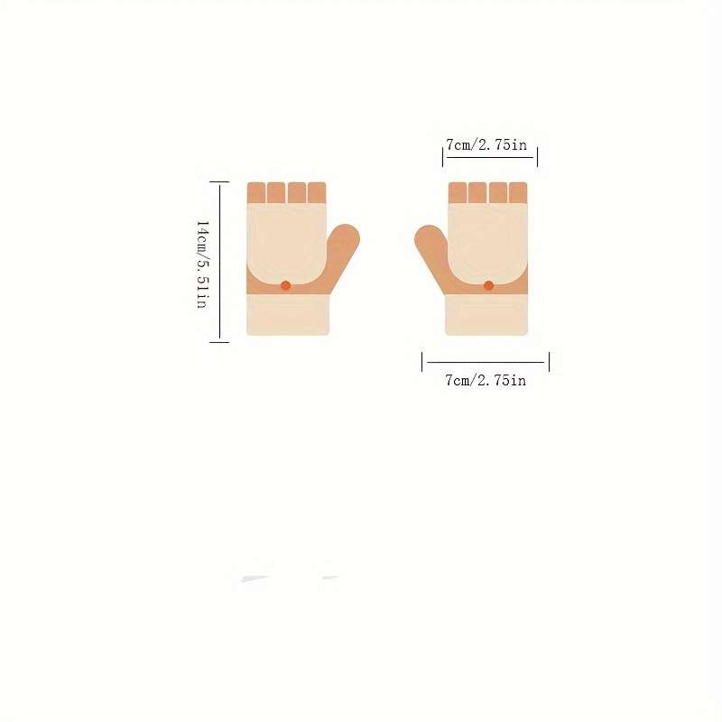 1 Pair Beige Color Light Pink Warm Gloves