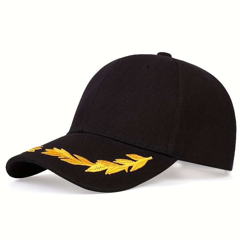 1pc Wheat Embroidery Unisex Baseball Cap Solid Color Casual Dad Hat Adjustable Sports Sports Hats F