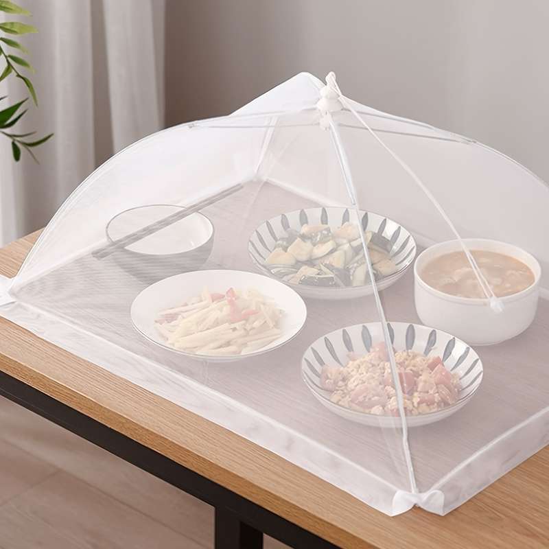 1pc of white rice cover foldable dining table food fly proof rice cover household dust cover