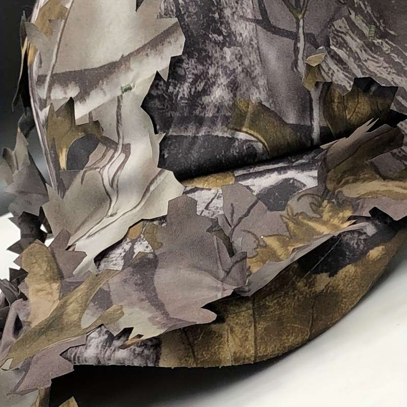 1pc 3D Leaf Camouflage Baseball Cap Tactical Hunting Hat Adjustable Size 54-60cm 21.26-23.62in O