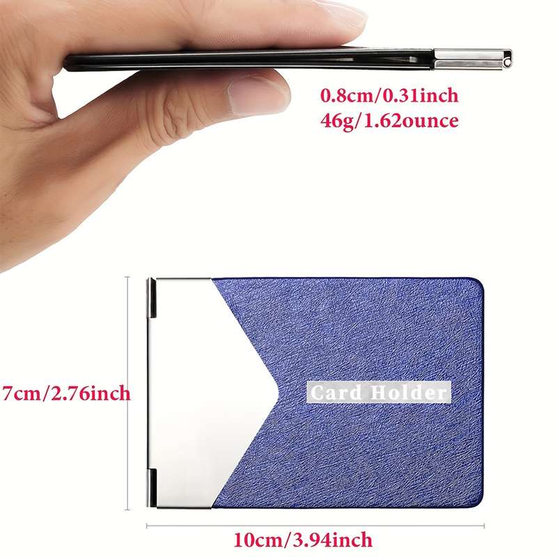 1pc Metal PU Leather Credit Card Holder Ultra-thin Driver's License Case ID Credit Card Holde