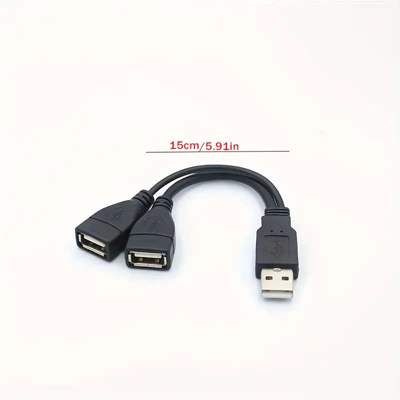 1pc USB 2.0 Splitter Cable Male to Dual Female High-Speed Data Charging Adapter Durable Matte Finish