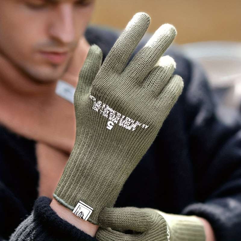 1 Pair Green Warm Gloves
