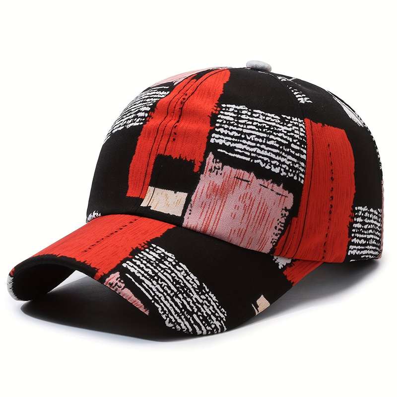 1pc Color Block Graffiti Baseball Cap Trendy Printed Unisex Sports Hat Lightweight Adjustable Dad H