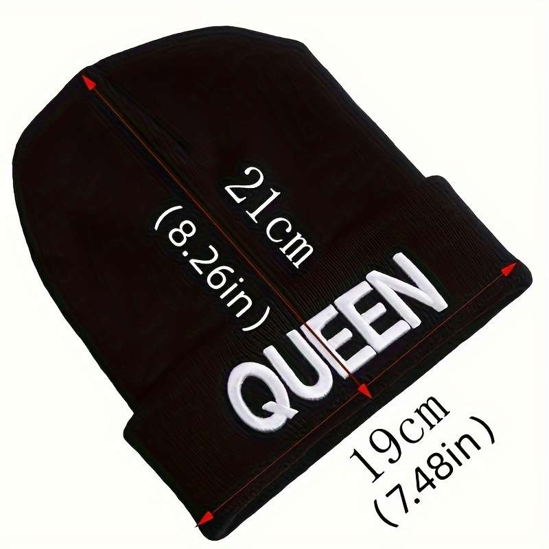 1pc 1pcMS Show Men's Fashion Knitted Hat KING&QUEEN Embroidered Hat Ideal choice for Gifts