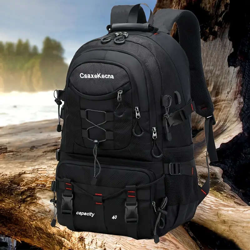 1pc Outdoor Adventure Backpack Durable Polyester USB Charging Port Fits 17-inch Laptop Perfect for H