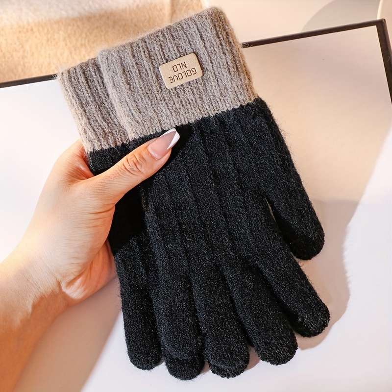 1 Pair Light Gray Warm Gloves