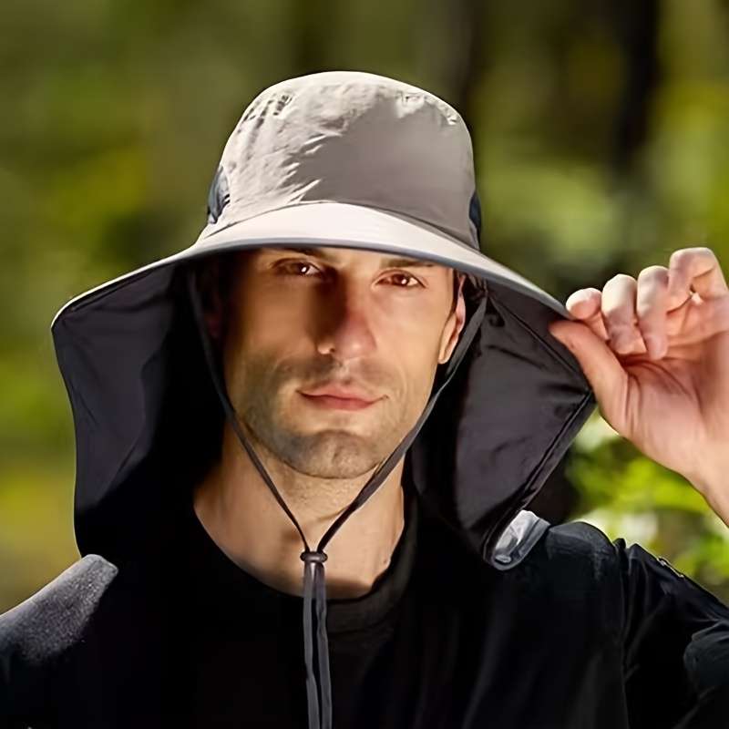 1pc Outdoor Sun Hat with Wide Brim UV Protection Neck Cover for Cycling Fishing Hiking Knitte