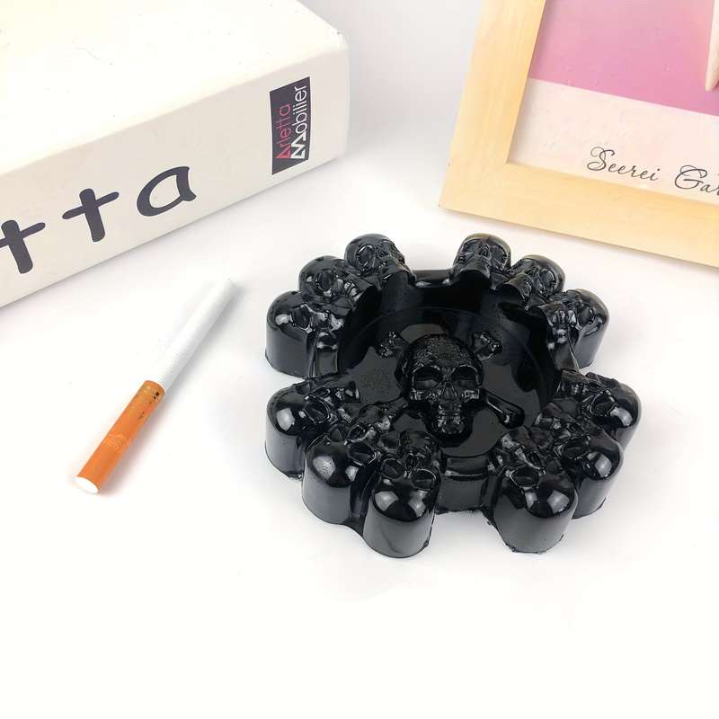 1pc Spooky Human Skull Ashtray Silicone Mold For Scary Halloween Decorations And Decorative Sku