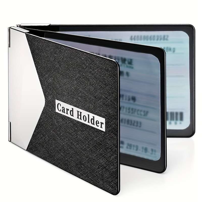 1pc Metal PU Leather Credit Card Holder Ultra-thin Driver's License Case ID Credit Card Holde