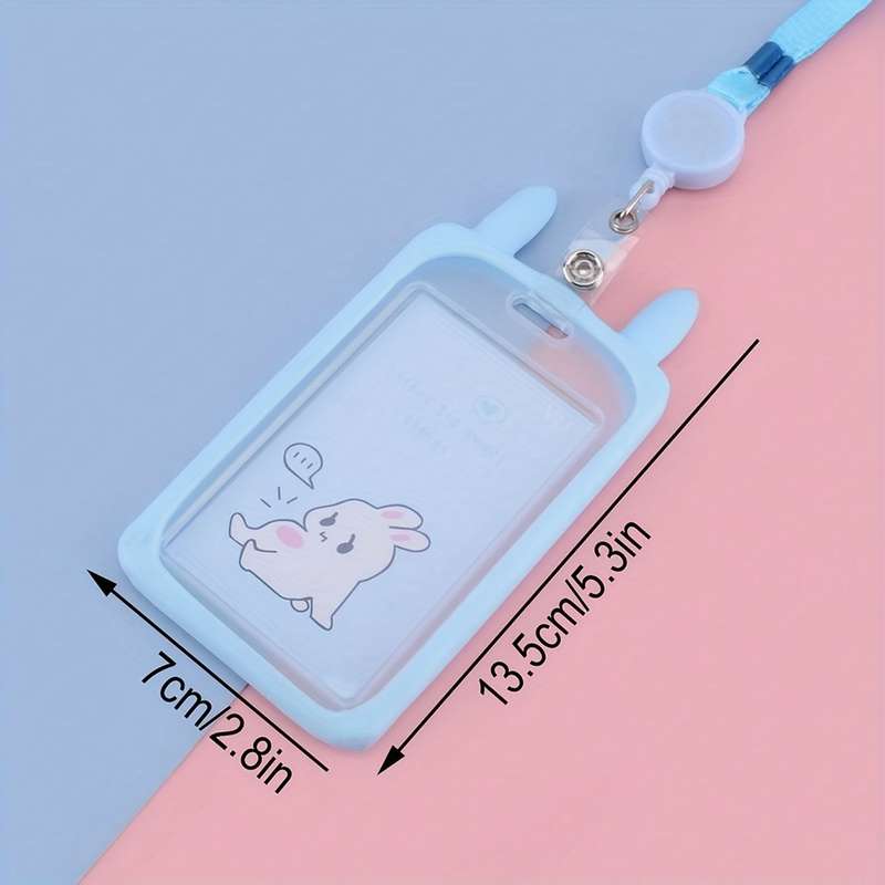 1pc 1pc Rabbit Ear-shaped Card Holder Versatile And Fashionable Can Be Used For Student ID Adul
