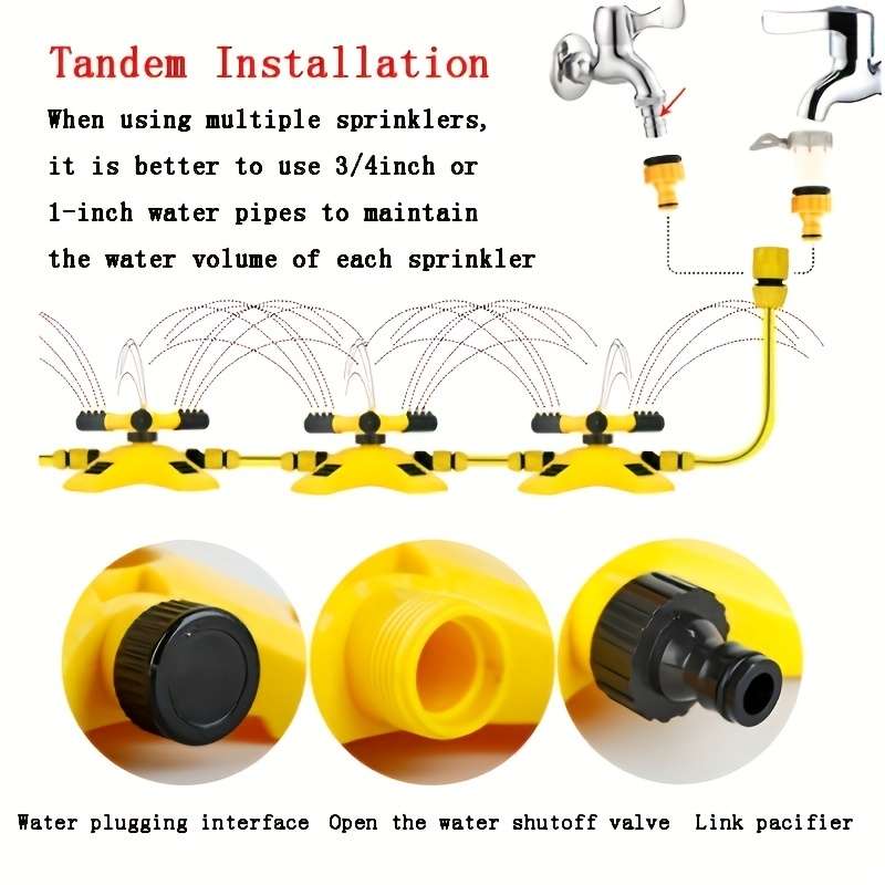 1Pc Sprinklers Lawn Automatic Sprinkler Rotating 3 Adjustable Rotating Arms