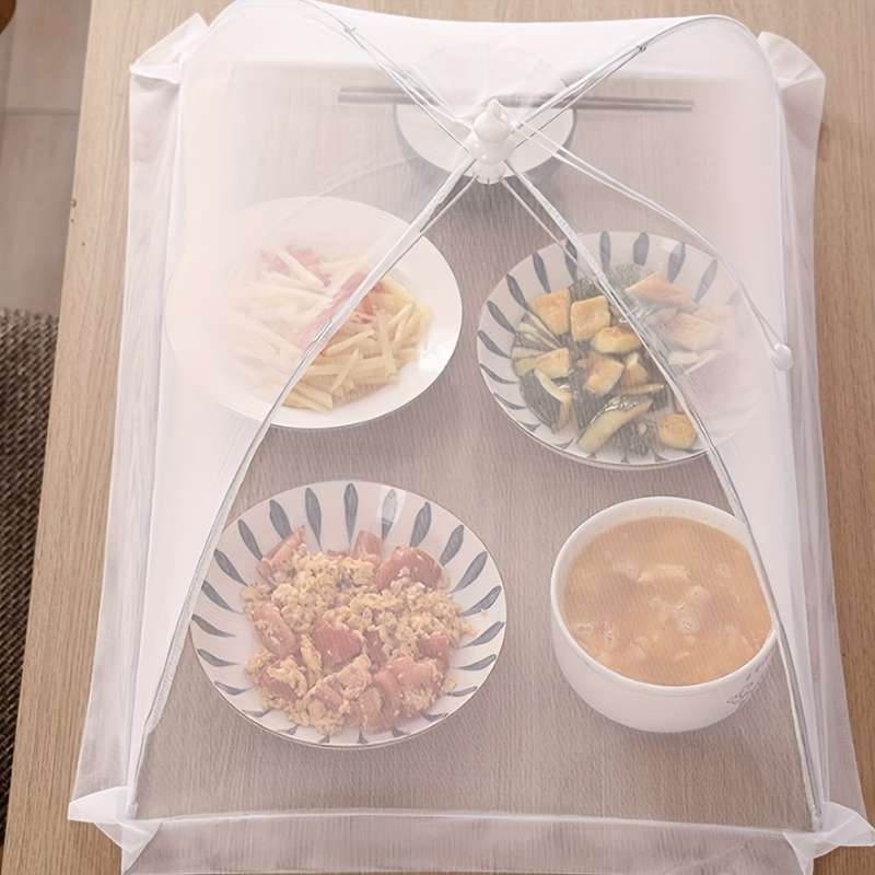 1pc of white rice cover foldable dining table food fly proof rice cover household dust cover