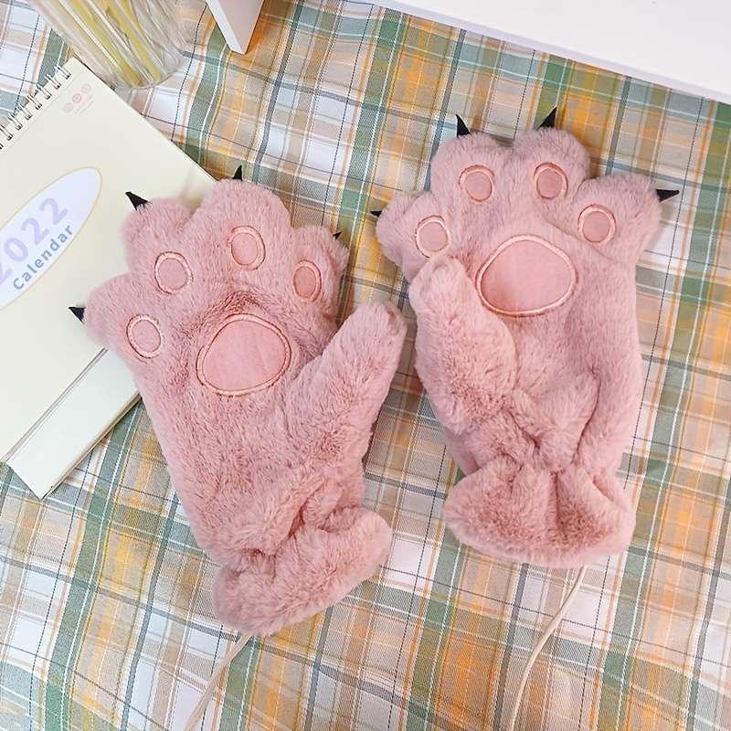 1 Pair Khaki Warm Gloves