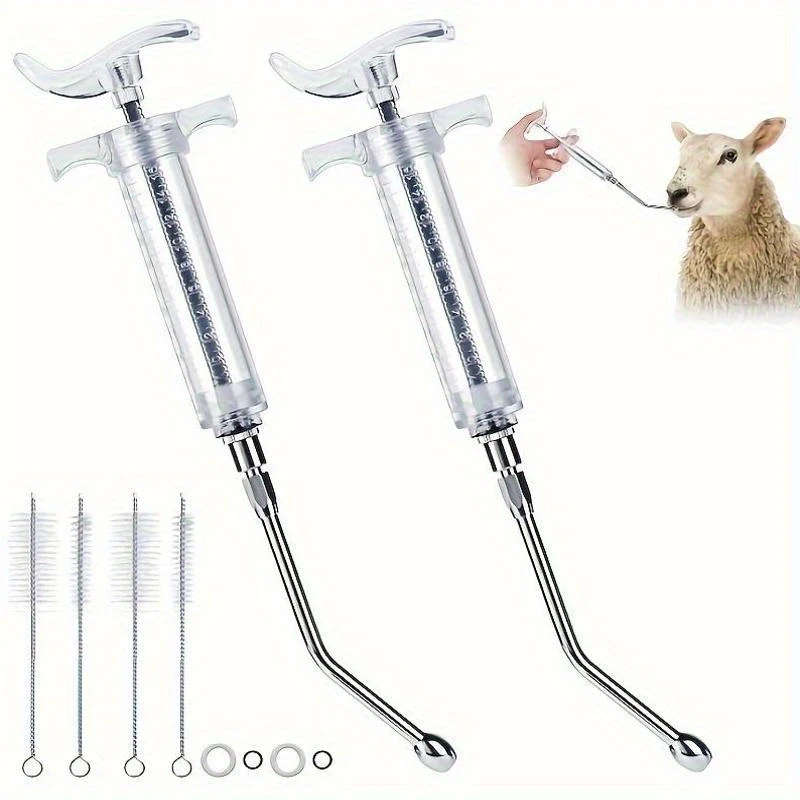 2-Pack Stainless Steel Reusable Goat Feeding Syringes