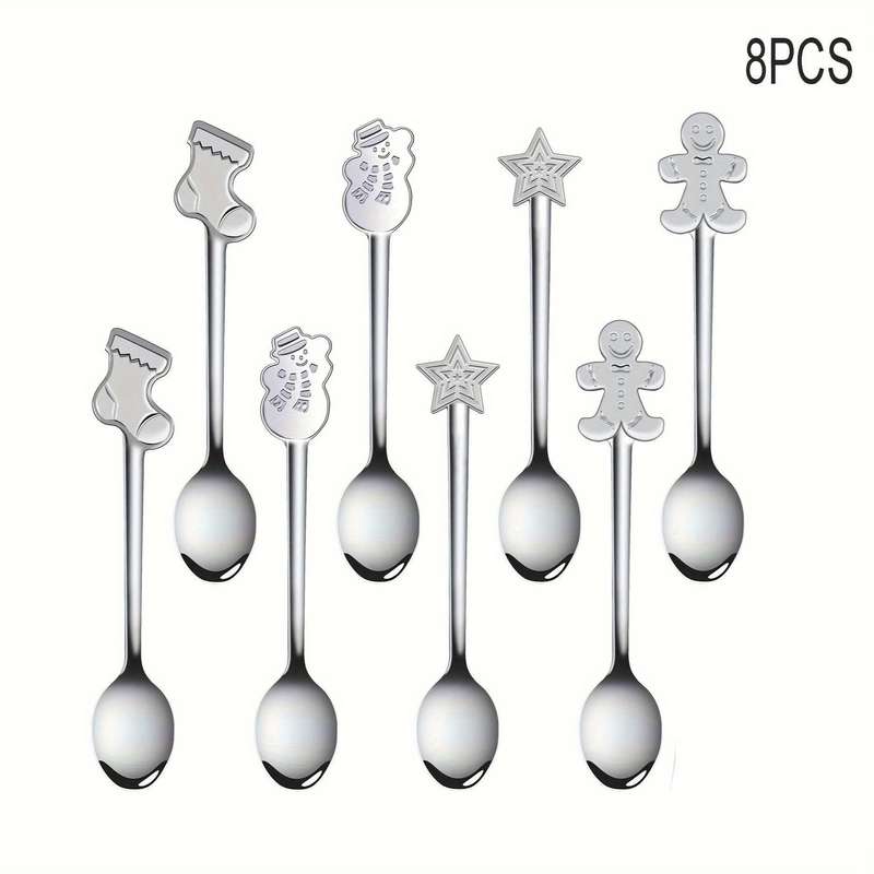 8pcs Stainless Steel Cute Mini Spoon Stirring Spoon for Tea Coffee Dessert Spoon Ice Cream