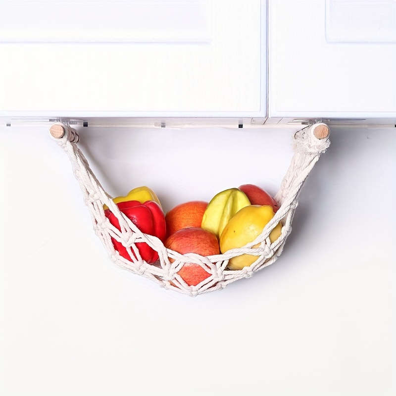 1pc Innovative Storage Bohemian Chic Hand-Woven Fruit Hammock Versatile Hanging Storage Basket f