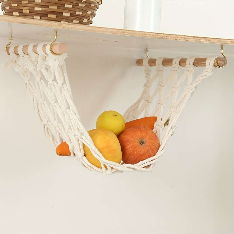 1pc Innovative Storage Bohemian Chic Hand-Woven Fruit Hammock Versatile Hanging Storage Basket f