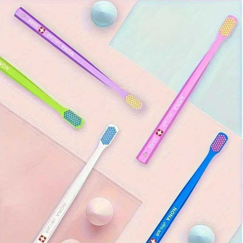 3pcs Nova Ultra-Soft Microfiber Toothbrushes Swiss-Style High-Density Manual Toothbrushes Gentle Cle