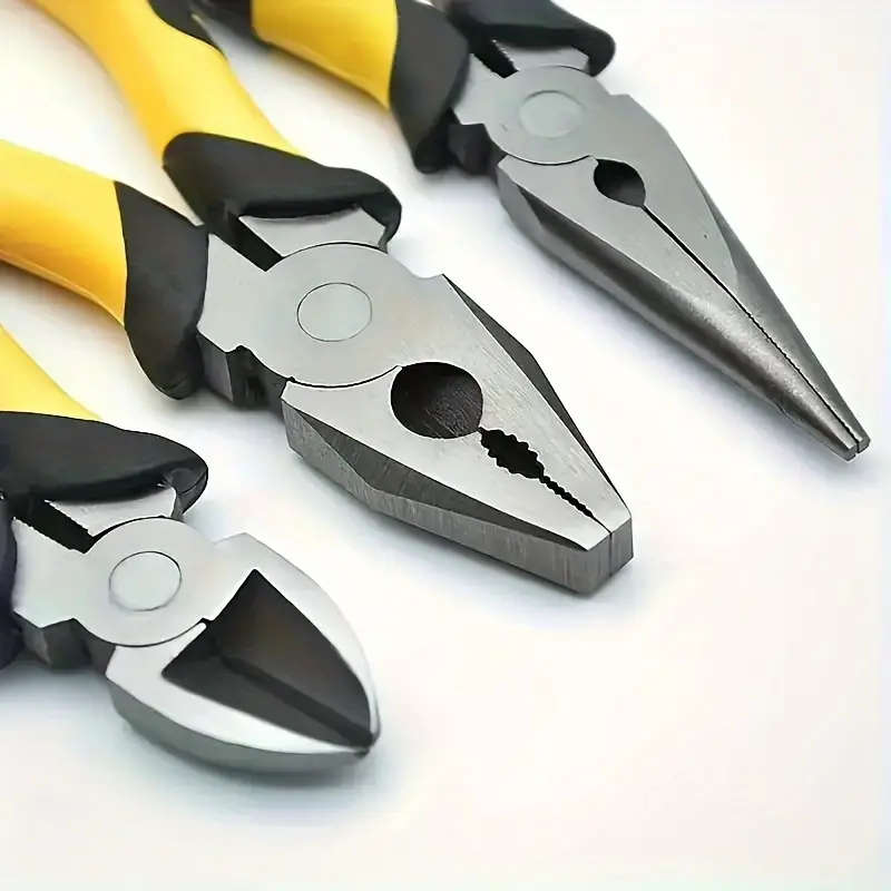 3pcs Titanium Steel Pliers Set Anti-Slip Rust-Resistant with Wire Cutter Diagonal Stripping Tools